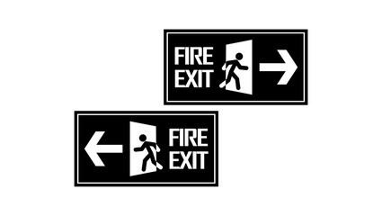 Fire Exit sign , black isolated silhouette