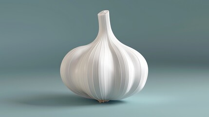 Clean linear icon of a garlic, in pure white. Simple lines, minimalistic and natural design.