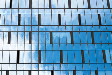 Modern building with glass windows. Corporate Buildings. Office space. Architecture design of buildings.