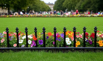 Colorful Flower Bed in a Park