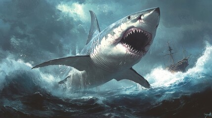 Fototapeta premium Thresher Shark swimming in the Sea of the Philippines 