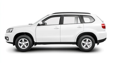 Obraz premium SUV car white color, right side view, white background