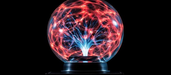 Plasma globe glows on dark background