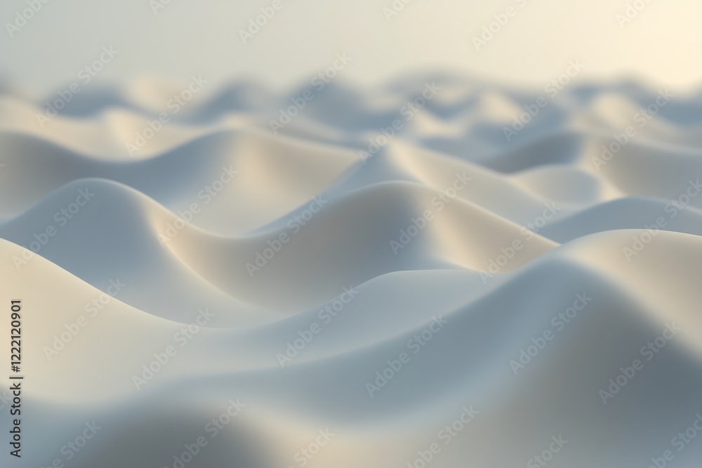 Poster Abstract white waves create a seamless texture with smooth curves and subtle shading, offering a monochromatic design and ample copy space for creative use