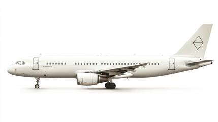 White commercial airplane isolated on white background