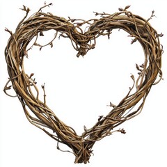 Intricately Woven Heart Shape Made of Twigs and Vines Against a Soft Background