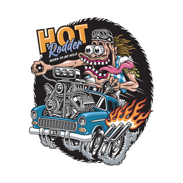 Hot Rod Cartoon Vector Graphics