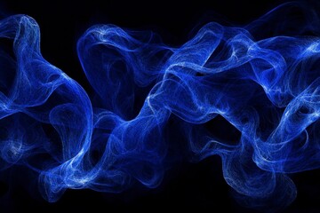 Obraz premium Ethereal Blue Waves of Light on a Dark Background Featuring Soft Flow