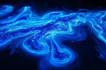 Obraz premium Glowing Blue Swirls in a Deep Space Background with Stars