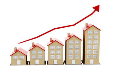 Rising housing market on transparent background.
