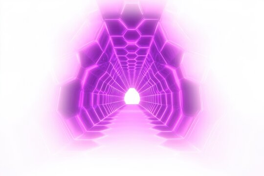 Ethereal Tunnel with Pink Hexagonal Patterns and Soft Light Glow