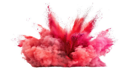 Colorful red holi paint color powder on transparent background