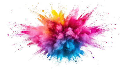 Colorful red holi paint color powder on transparent background