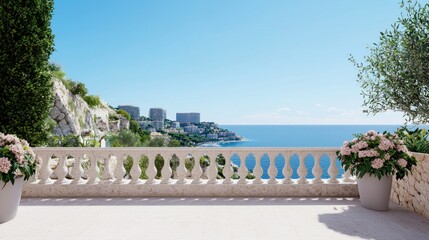 Fototapeta premium Mediterranean Sea View from Balcony