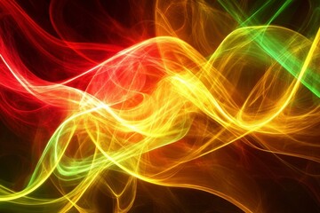 Obraz premium Colorful Abstract Light Waves in Red, Yellow, Green, and Orange
