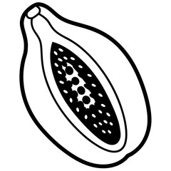 Papaya Line Art Illustration