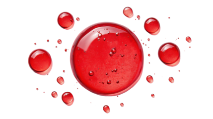 Red bubbles on transparent background
