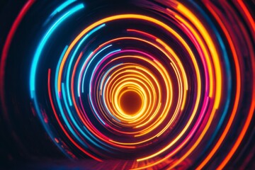 Fototapeta premium Vivid Colorful Light Trails Spiraling in a Circular Motion