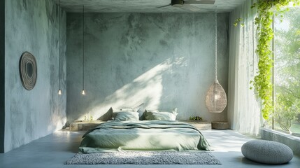 Soft gray tones with bold lime green accents and clean shapes.