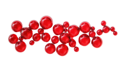 Red bubbles on transparent background