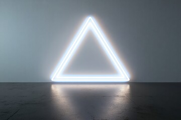 Bright Neon Triangle Shape Light Against Minimalist Wall Surface