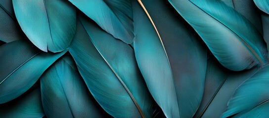 Obraz premium Vibrant Teal Leaves Close-Up