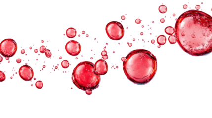 Red bubbles on transparent background
