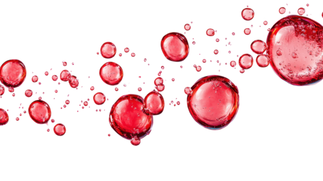 Red bubbles on transparent background