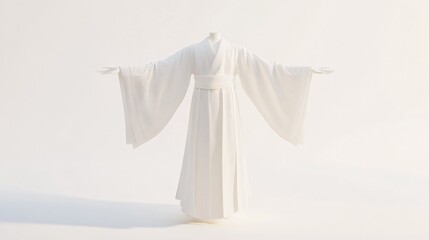 Fototapeta premium Elegant White Garment with Flowing Sleeves and Minimalist Design
