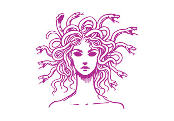Gorgons  Medusa hand drawn sketch vector