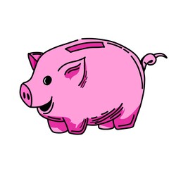 piggy bank with a coin