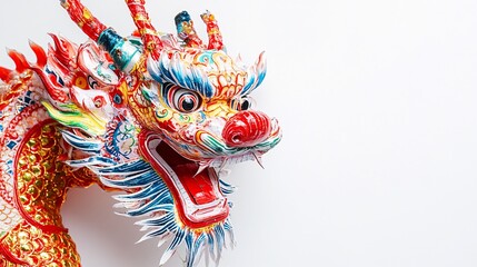 Colorful Dragon Sculpture with Intricate Details and Vibrant Colors