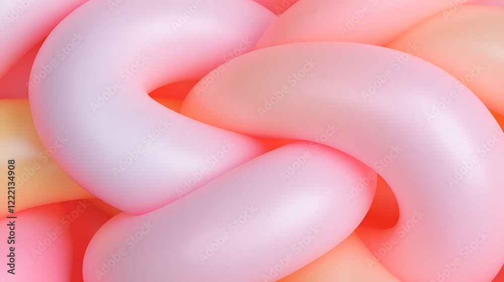 Wall mural colorful smooth curvy shapes intertwined in a mesmerizing abstract pattern and design