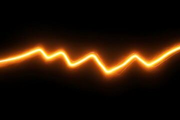 Glowing Orange Line Abstract Design with Waves on Black Background