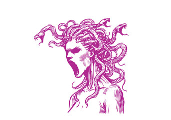 Gorgons  Medusa hand drawn sketch vector