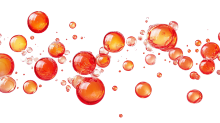 Red bubbles on transparent background