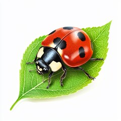 Fototapeta premium Brightly Colored Ladybug on Leaf with Detailed Features in High Resolution Image for Nature Appreciation and Insect Study