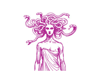 Gorgons  Medusa hand drawn sketch vector