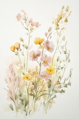 Delicate Watercolor Floral Arrangement with Soft Pastel Colors