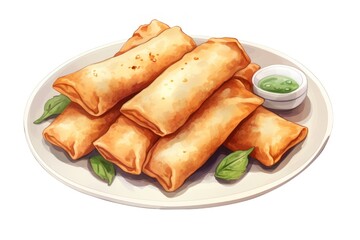 Spring rolls, digital paint illustration.