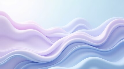 Obraz premium A serene abstract background with flowing, curved lines in soft pastel shades of blue, white, and lavender, creating a calming effect.