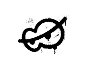 illustration of cynical looking eyes, hateful gaze in graffiti art on a white background