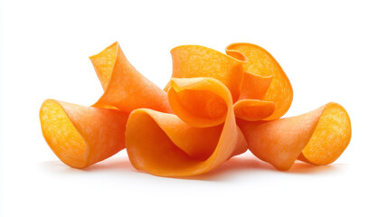 Melted cheese pieces isolated on white background