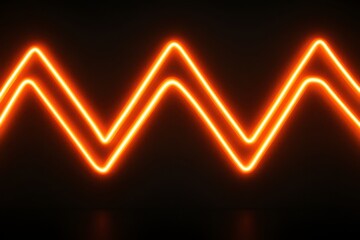 Bright Orange Neon Wave Pattern on Dark Background Lighting Design