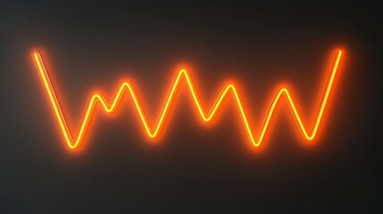 Bright Orange Neon Light Wave Pattern on Dark Background