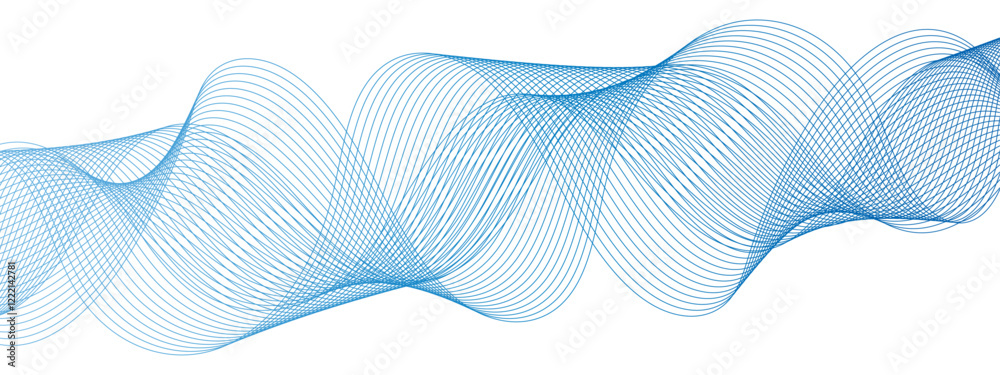 Poster Abstract smooth flowing lines wave. Wave lines on transparent background. Technology, data science, geometric border pattern. Wave Swirl, frequency sound wave, twisted curve lines