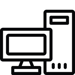 computer system outline black vector icon