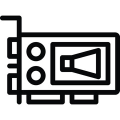 Sound card outline black vector icon