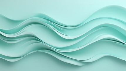 Obraz premium Elegant Waves of Soft Mint Green in Subtle Flowing Patterns for Modern Design and Artwork Background