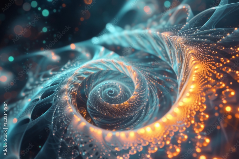 Poster fractal patterns expanding into infinity with vibrant colors and intricate designs create a mesmeriz